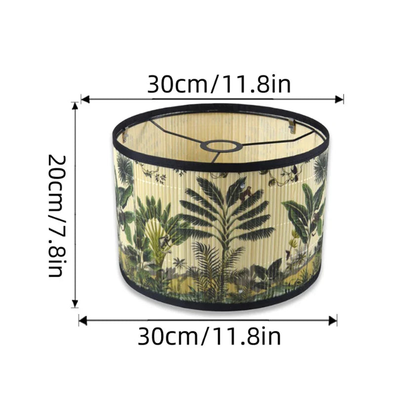 Abat-Jour Cylindrique en Bambou Luang avec Motifs Floraux et Végétaux - Ambiance Naturelle