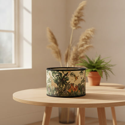 Abat-Jour Cylindrique en Bambou Luang avec Motifs Floraux et Végétaux - Ambiance Naturelle