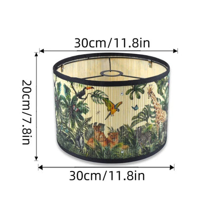 Abat-Jour Cylindrique en Bambou Luang avec Motifs Floraux et Végétaux - Ambiance Naturelle