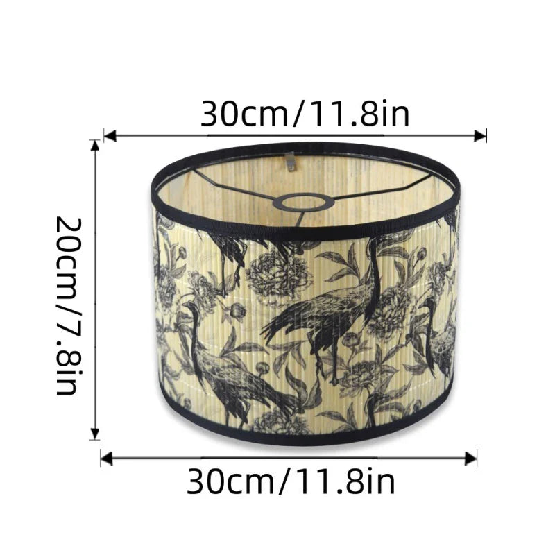 Abat-Jour Cylindrique en Bambou Luang avec Motifs Floraux et Végétaux - Ambiance Naturelle