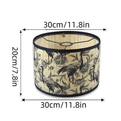 Abat-Jour Cylindrique en Bambou Luang avec Motifs Floraux et Végétaux - Ambiance Naturelle