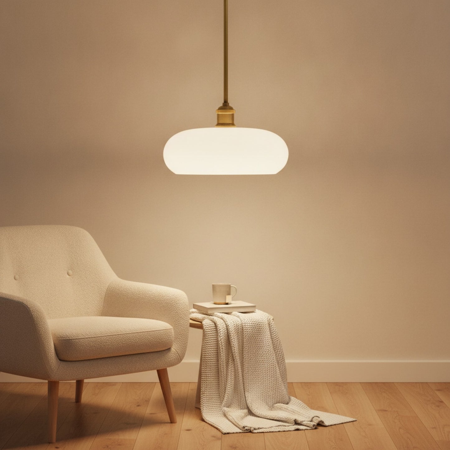 Abat-Jour Design Bari en Verre Blanc Brillant - Suspension Moderne
