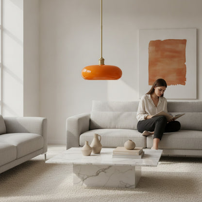 Abat-Jour Design Bari en Verre Blanc Brillant - Suspension Moderne