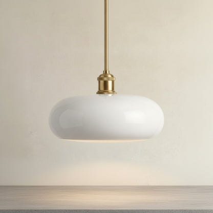 Abat-Jour Design Bari en Verre Blanc Brillant - Suspension Moderne