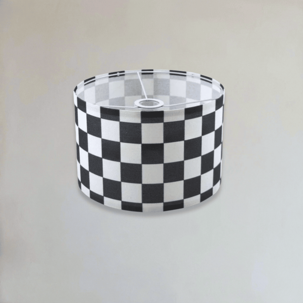 Abat Jour Design Damier Cylindre Textile