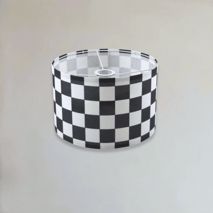 Abat Jour Design Damier Cylindre Textile