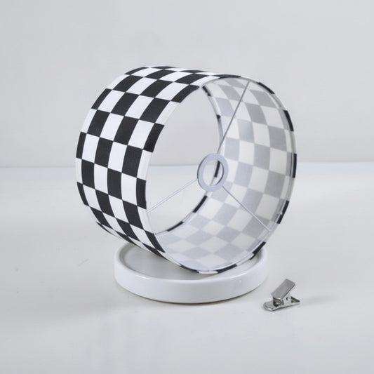 Abat-Jour Design Damier : Tissu Géométrique pour Luminaire Cylindrique