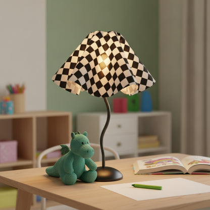 Abat-Jour Enfant Emerald : Design Ondulé et Motif Damier pour Chambre