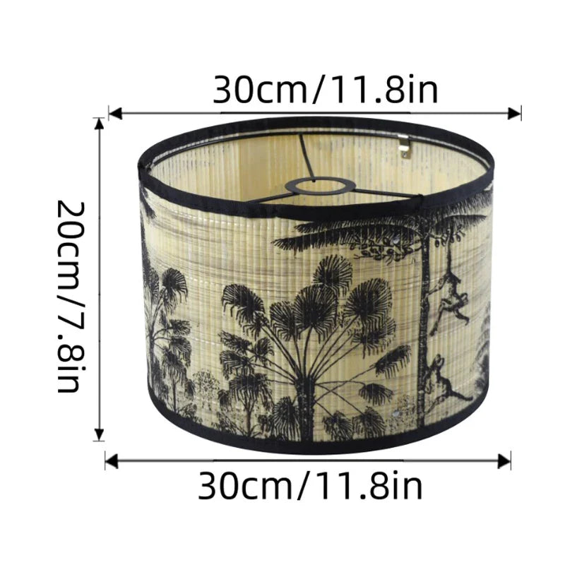 Abat-Jour Fleur Canton : Style Naturel en Bambou et Tissu Imprimé