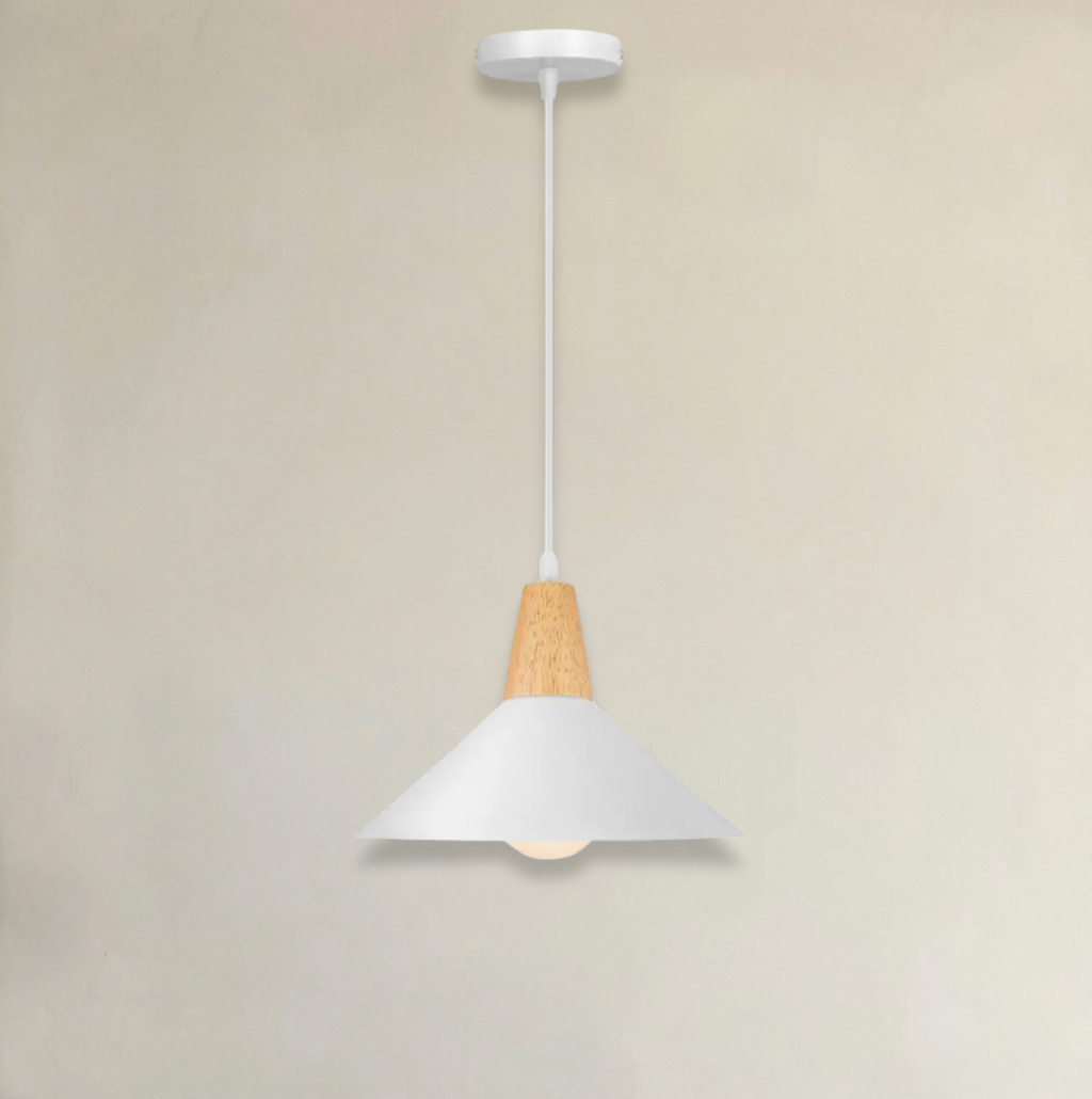 Abat Jour Helsinki Bois & Métal Blanc Scandinave