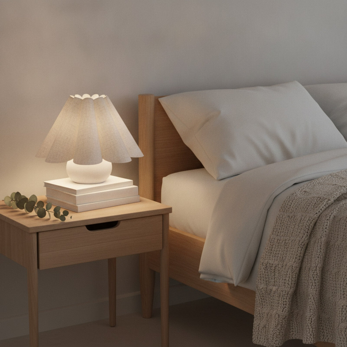 Abat-Jour Plissé en Lin Faro - Style & Élégance pour Chambre et Chevet