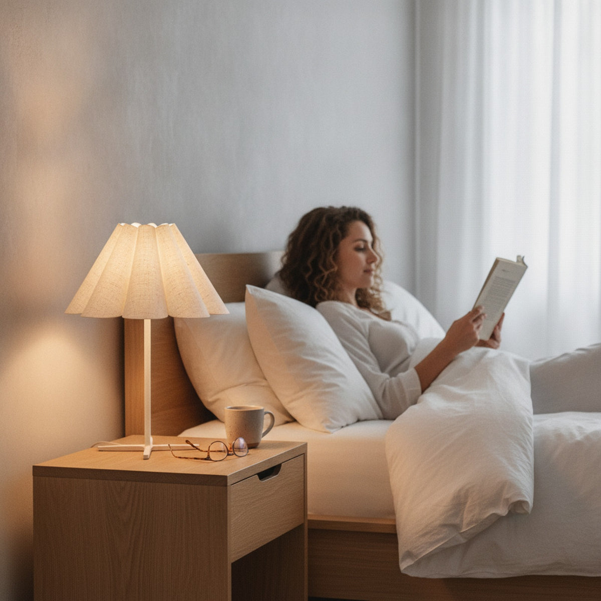 Abat-Jour Plissé en Lin Faro - Style & Élégance pour Chambre et Chevet