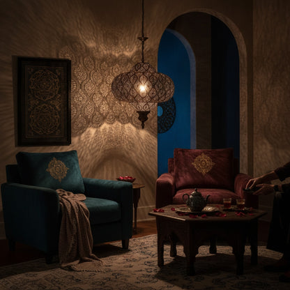 Abat Jour Marrakech Fer Cisellé Bronze