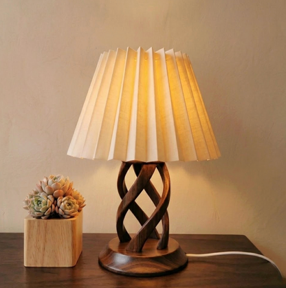 Abat-Jour Plissé Bordeaux Tissu Beige Crème - Design Moderne