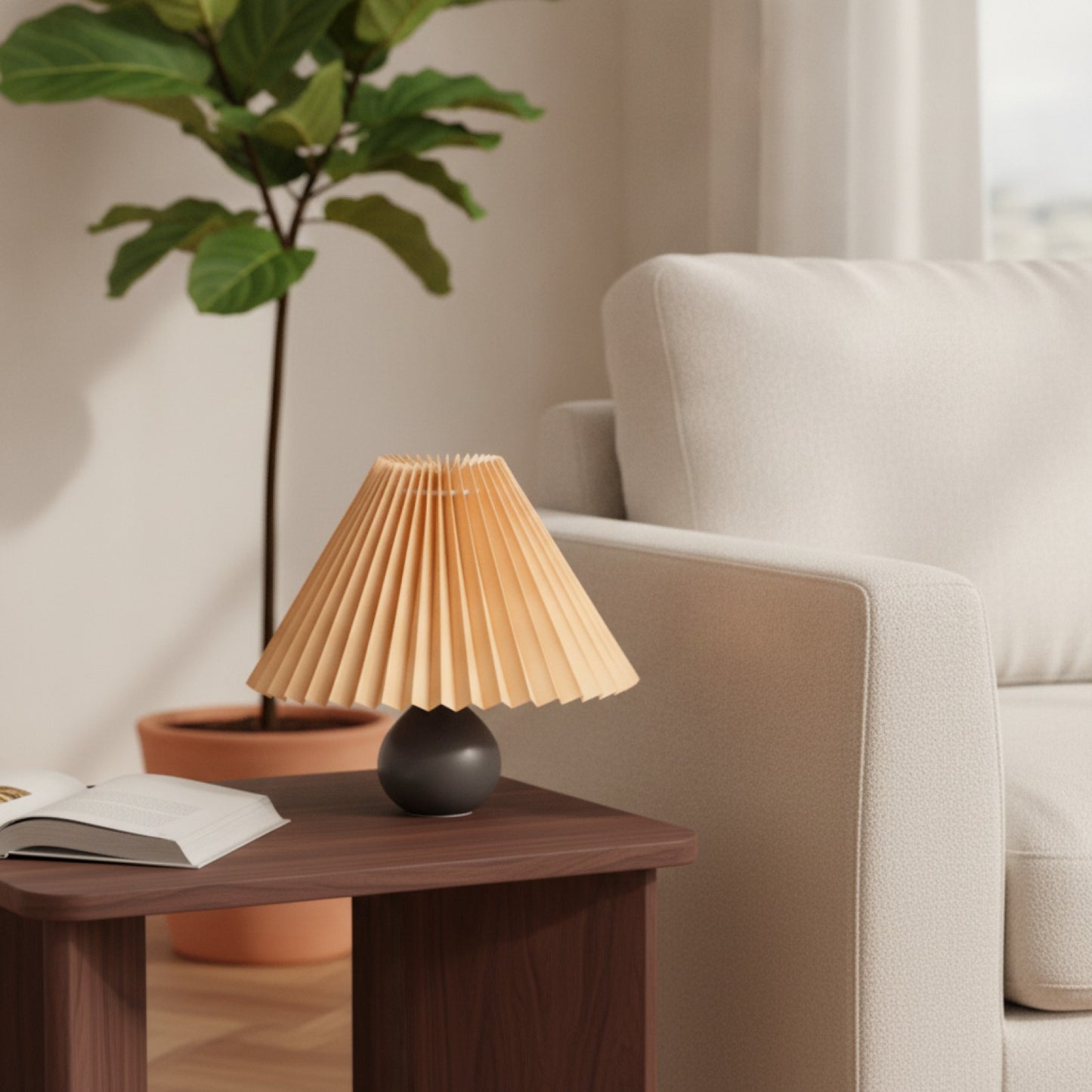 Abat-Jour Riga : Plissé Conique pour Lampe de Chevet