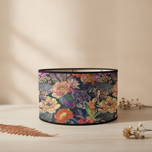 Abat-jour Cylindrique Imprimé Floral - Ambiance Douce et Élégante