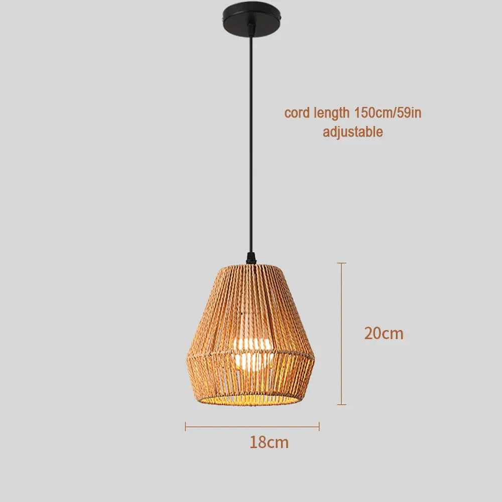 Suspension Bohème en Rotin Tressé - Lampe Vintage pour Salon, Chambre, Cuisine