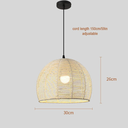 Suspension Bohème en Rotin Tressé - Lampe Vintage E27 pour Salon, Chambre, Cuisine