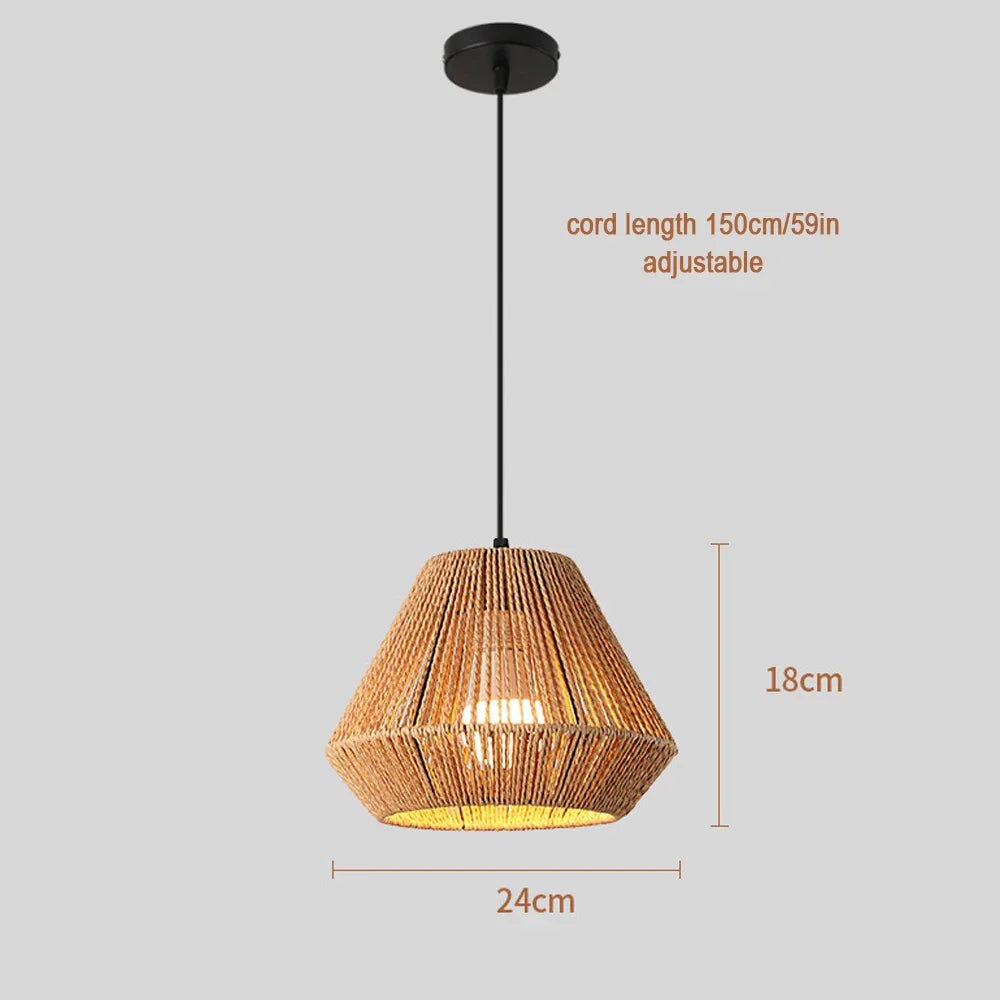 Suspension Luminaire Bohème en Rotin Tissé - Lampe Suspendue Naturelle pour Salon, Chambre, Cuisine