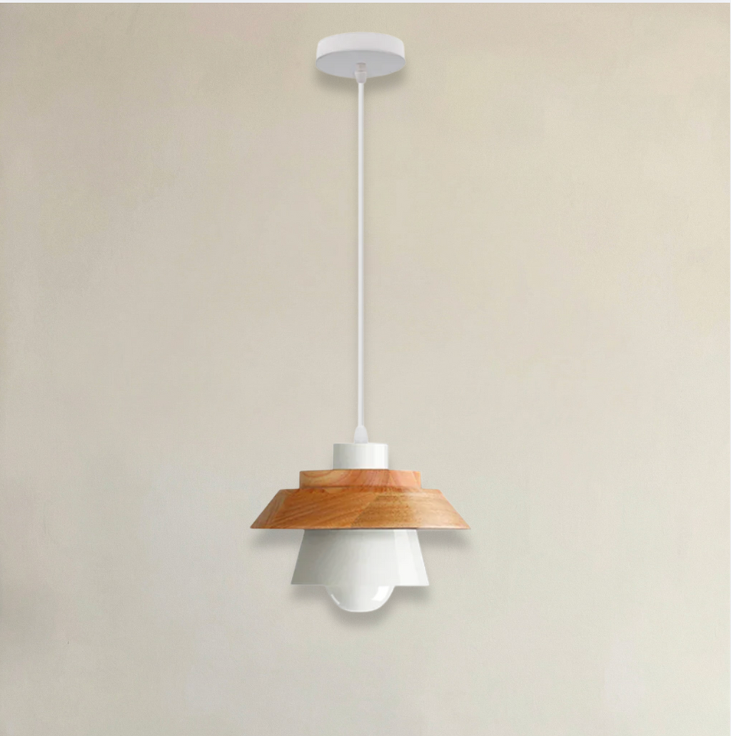 Abat Jour Helsinki Bois & Métal Blanc Scandinave