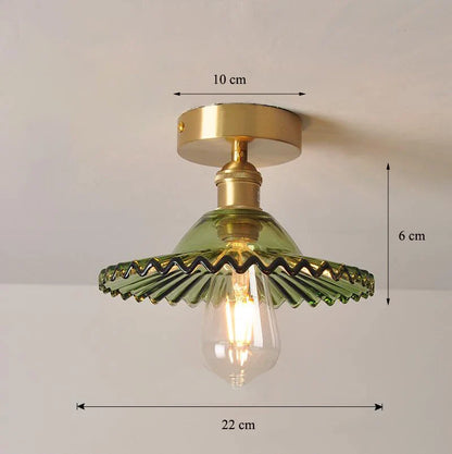 Applique Murale Verre & Laiton Style Art Déco - Lampe LED E27 pour Cuisine, Couloir, Chambre