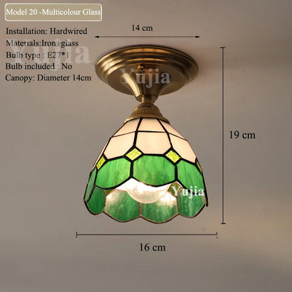 Multiple Styles Nordic Ceiling Light Fixture Glass or Ceramic Shade Vintage Ceiling Lamp with E27 Base for Hallway Entryway-Grain-Light