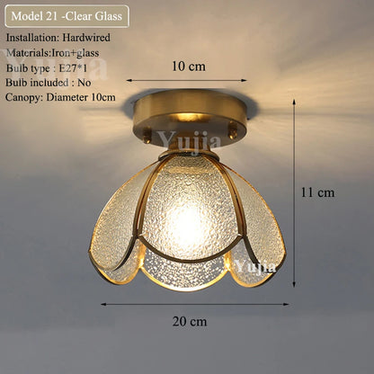 Multiple Styles Nordic Ceiling Light Fixture Glass or Ceramic Shade Vintage Ceiling Lamp with E27 Base for Hallway Entryway-Grain-Light