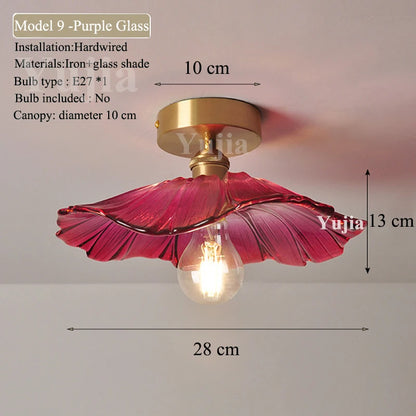 Multiple Styles Nordic Ceiling Light Fixture Glass or Ceramic Shade Vintage Ceiling Lamp with E27 Base for Hallway Entryway-Grain-Light