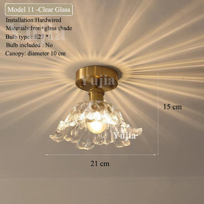 Multiple Styles Nordic Ceiling Light Fixture Glass or Ceramic Shade Vintage Ceiling Lamp with E27 Base for Hallway Entryway-Grain-Light