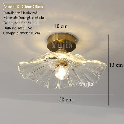 Multiple Styles Nordic Ceiling Light Fixture Glass or Ceramic Shade Vintage Ceiling Lamp with E27 Base for Hallway Entryway-Grain-Light