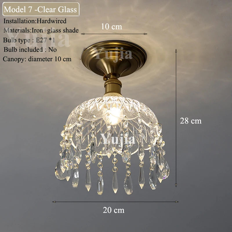 Multiple Styles Nordic Ceiling Light Fixture Glass or Ceramic Shade Vintage Ceiling Lamp with E27 Base for Hallway Entryway-Grain-Light
