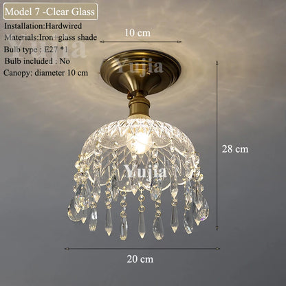 Multiple Styles Nordic Ceiling Light Fixture Glass or Ceramic Shade Vintage Ceiling Lamp with E27 Base for Hallway Entryway-Grain-Light