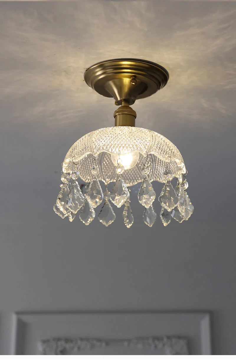 Multiple Styles Nordic Ceiling Light Fixture Glass or Ceramic Shade Vintage Ceiling Lamp with E27 Base for Hallway Entryway-Grain-Light
