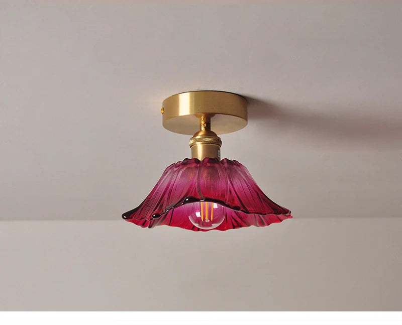 Multiple Styles Nordic Ceiling Light Fixture Glass or Ceramic Shade Vintage Ceiling Lamp with E27 Base for Hallway Entryway-Grain-Light