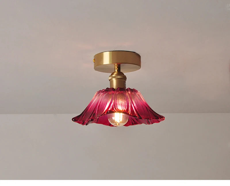 Multiple Styles Nordic Ceiling Light Fixture Glass or Ceramic Shade Vintage Ceiling Lamp with E27 Base for Hallway Entryway-Grain-Light