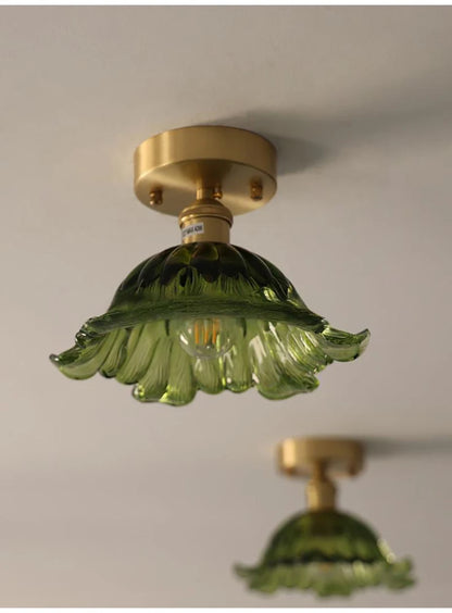 Multiple Styles Nordic Ceiling Light Fixture Glass or Ceramic Shade Vintage Ceiling Lamp with E27 Base for Hallway Entryway-Grain-Light