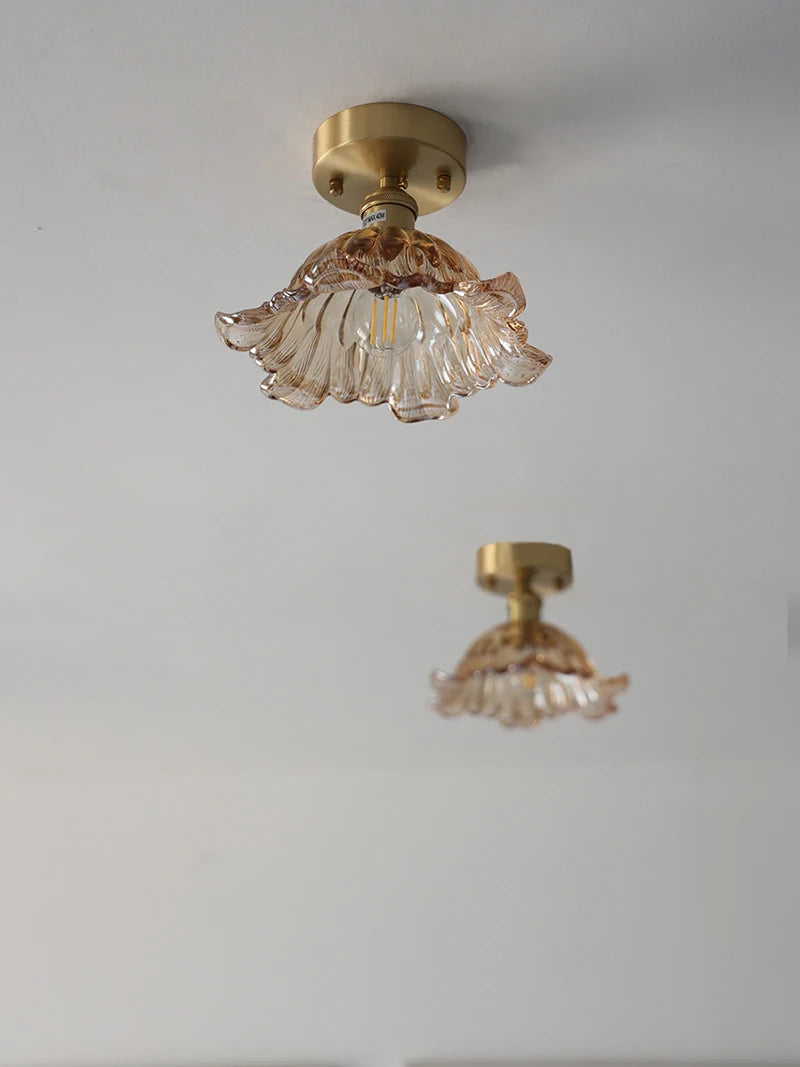 Multiple Styles Nordic Ceiling Light Fixture Glass or Ceramic Shade Vintage Ceiling Lamp with E27 Base for Hallway Entryway-Grain-Light