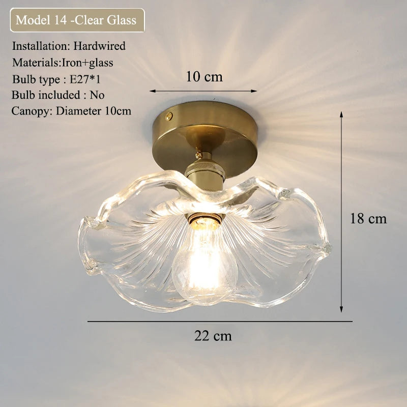 Multiple Styles Nordic Ceiling Light Fixture Glass or Ceramic Shade Vintage Ceiling Lamp with E27 Base for Hallway Entryway-Grain-Light