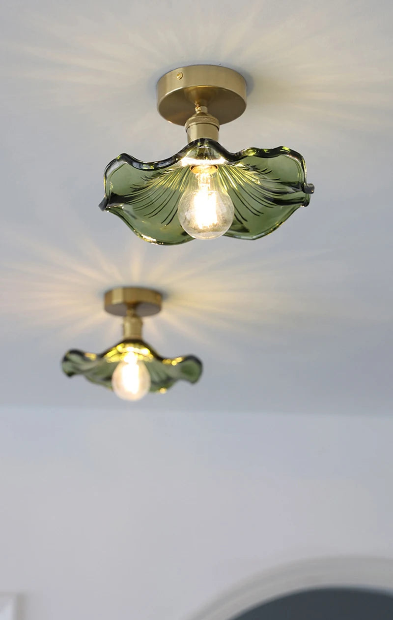 Multiple Styles Nordic Ceiling Light Fixture Glass or Ceramic Shade Vintage Ceiling Lamp with E27 Base for Hallway Entryway-Grain-Light