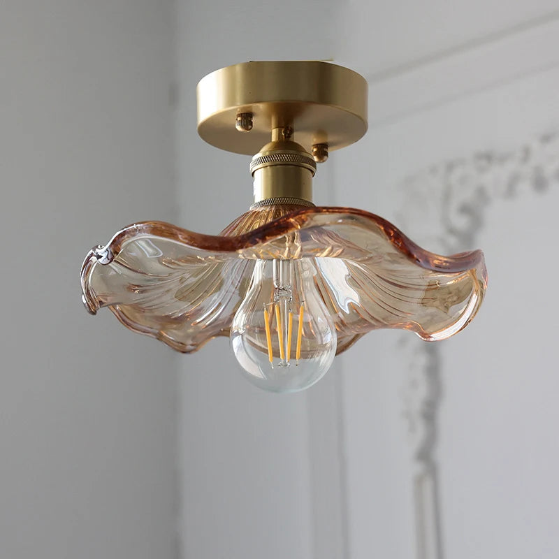 Multiple Styles Nordic Ceiling Light Fixture Glass or Ceramic Shade Vintage Ceiling Lamp with E27 Base for Hallway Entryway-Grain-Light