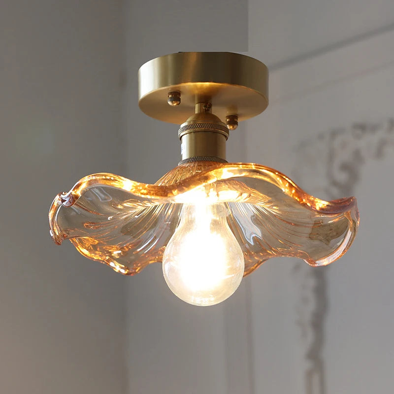 Multiple Styles Nordic Ceiling Light Fixture Glass or Ceramic Shade Vintage Ceiling Lamp with E27 Base for Hallway Entryway-Grain-Light