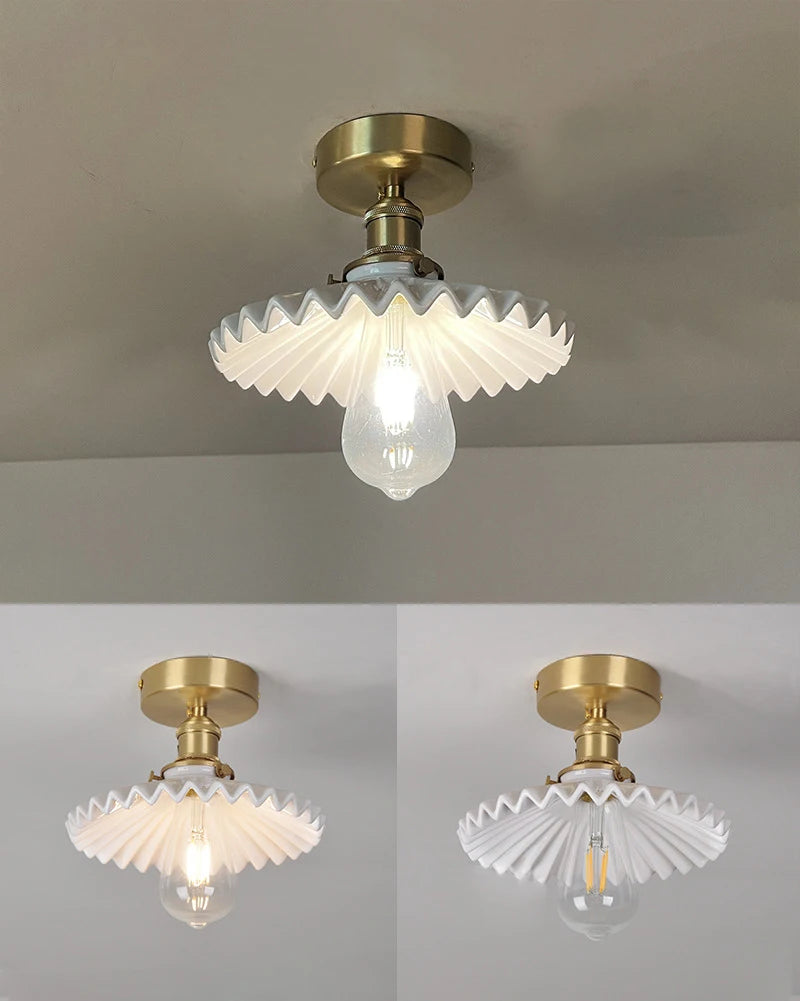 Multiple Styles Nordic Ceiling Light Fixture Glass or Ceramic Shade Vintage Ceiling Lamp with E27 Base for Hallway Entryway-Grain-Light