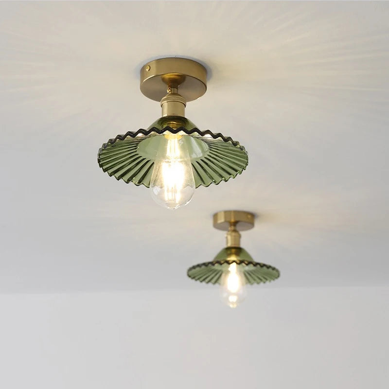 Multiple Styles Nordic Ceiling Light Fixture Glass or Ceramic Shade Vintage Ceiling Lamp with E27 Base for Hallway Entryway-Grain-Light