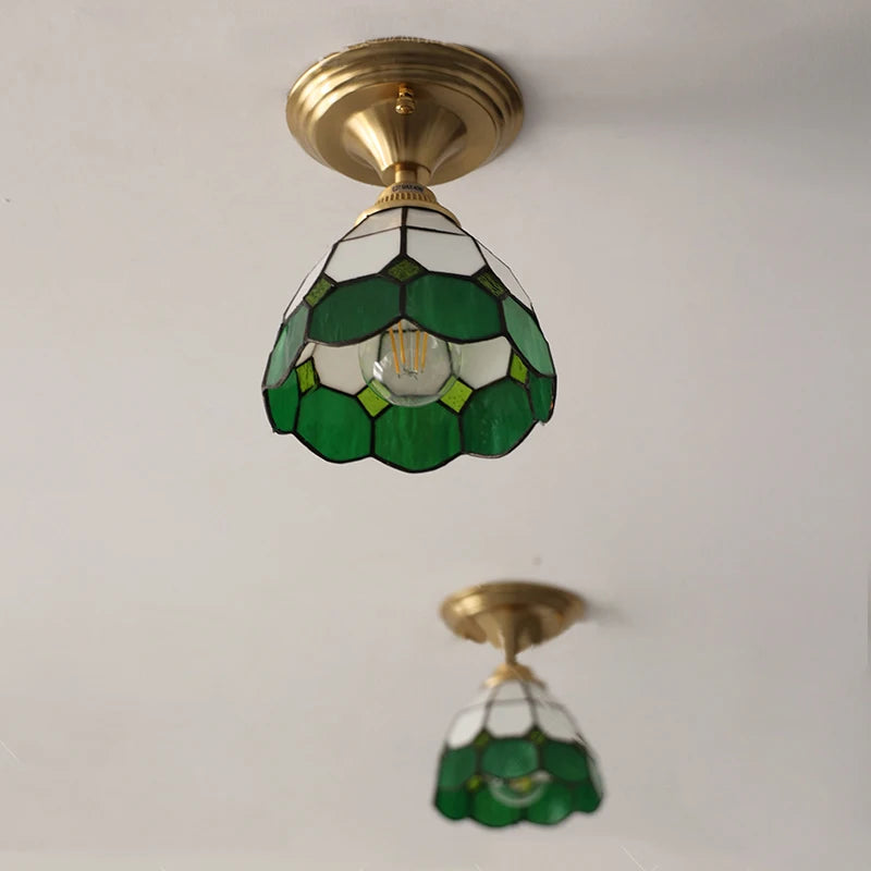 Multiple Styles Nordic Ceiling Light Fixture Glass or Ceramic Shade Vintage Ceiling Lamp with E27 Base for Hallway Entryway-Grain-Light