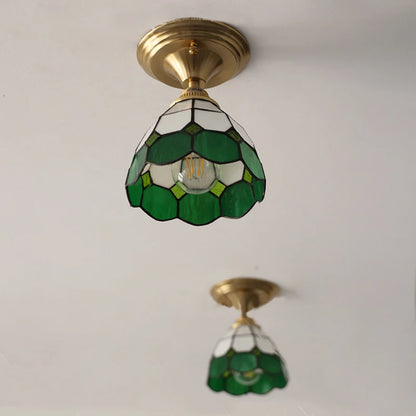 Multiple Styles Nordic Ceiling Light Fixture Glass or Ceramic Shade Vintage Ceiling Lamp with E27 Base for Hallway Entryway-Grain-Light