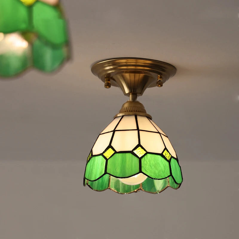 Multiple Styles Nordic Ceiling Light Fixture Glass or Ceramic Shade Vintage Ceiling Lamp with E27 Base for Hallway Entryway-Grain-Light