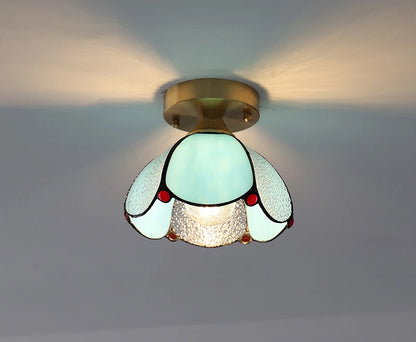 Multiple Styles Nordic Ceiling Light Fixture Glass or Ceramic Shade Vintage Ceiling Lamp with E27 Base for Hallway Entryway-Grain-Light