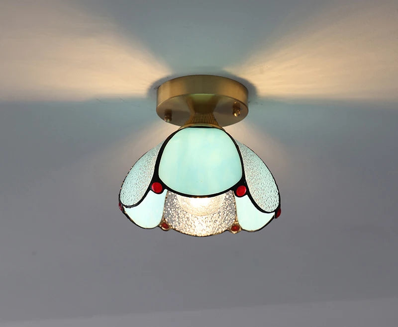 Multiple Styles Nordic Ceiling Light Fixture Glass or Ceramic Shade Vintage Ceiling Lamp with E27 Base for Hallway Entryway-Grain-Light