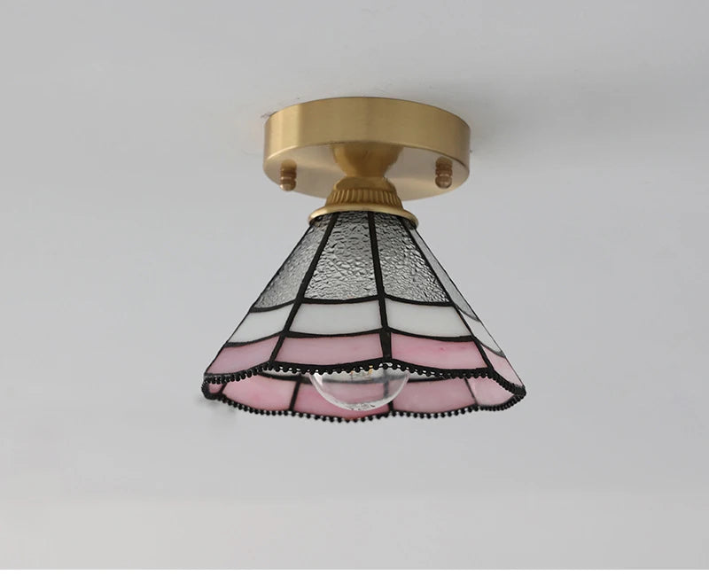 Multiple Styles Nordic Ceiling Light Fixture Glass or Ceramic Shade Vintage Ceiling Lamp with E27 Base for Hallway Entryway-Grain-Light