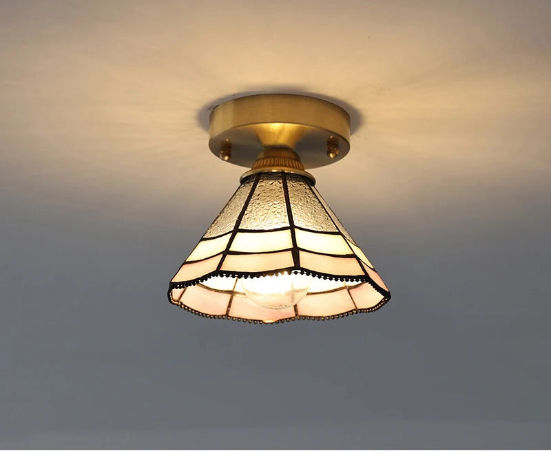 Multiple Styles Nordic Ceiling Light Fixture Glass or Ceramic Shade Vintage Ceiling Lamp with E27 Base for Hallway Entryway-Grain-Light